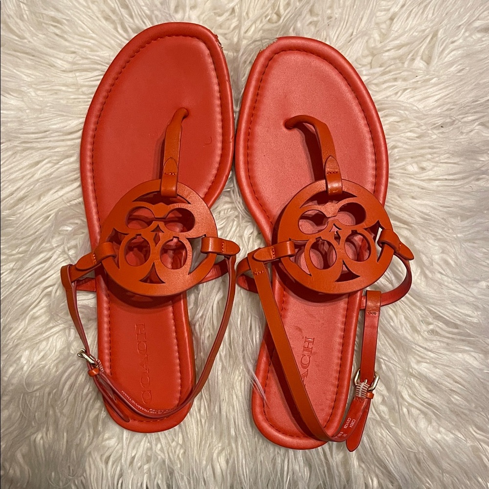 Coach Red Leather Sandals